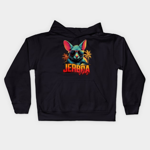 Retro Wave Chillout Jerboa Kids Hoodie by Miami Neon Designs